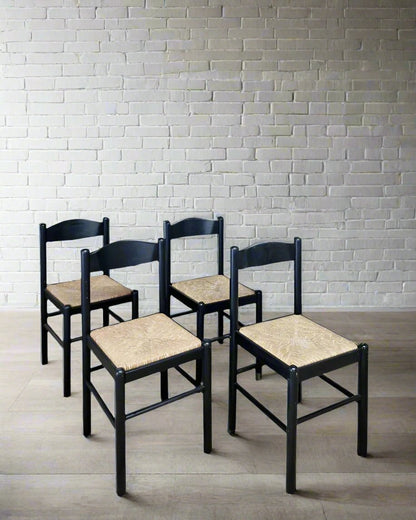 Mid Century Ebonised Dining Chairs (x4)