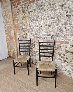 Mid Century Ebonised Ladder Back Dining Chairs (x4)