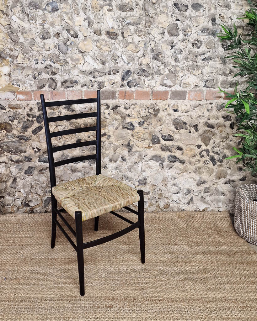 Mid Century Ebonised Ladder Back Dining Chairs (x4)