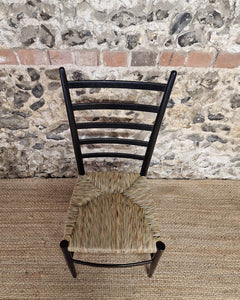 Mid Century Ebonised Ladder Back Dining Chairs (x4)