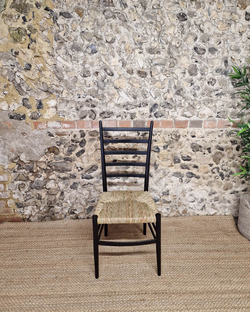 Mid Century Ebonised Ladder Back Dining Chairs (x4)