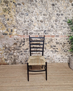 Mid Century Ebonised Ladder Back Dining Chairs (x4)