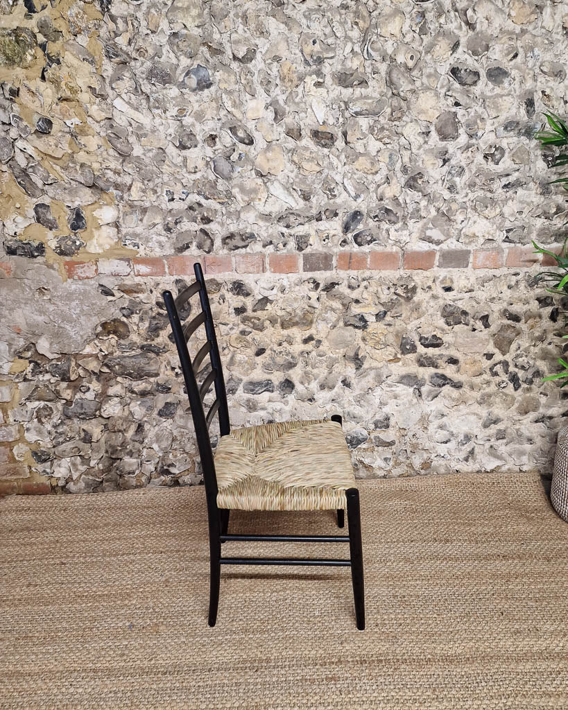 Mid Century Ebonised Ladder Back Dining Chairs (x4)