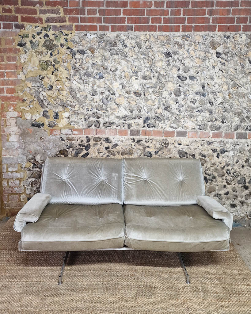 Mid Century HK Velvet Two-Seater Sofa