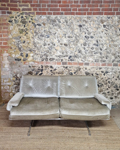 Mid Century HK Velvet Two-Seater Sofa