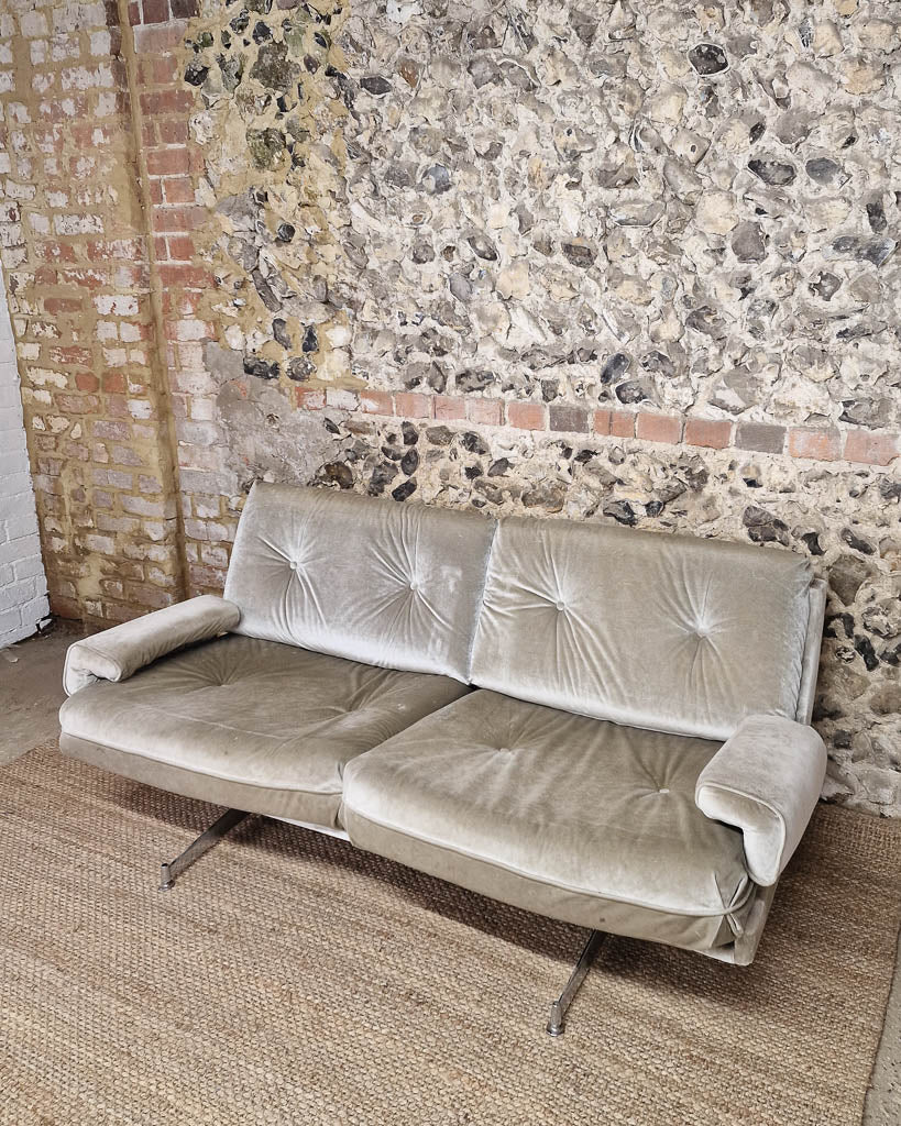 Mid Century HK Velvet Two-Seater Sofa