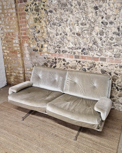 Mid Century HK Velvet Two-Seater Sofa
