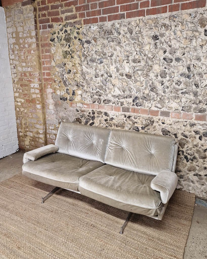 Mid Century HK Velvet Two-Seater Sofa
