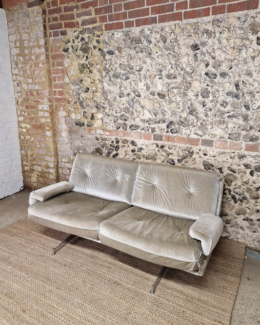 Mid Century HK Velvet Two-Seater Sofa