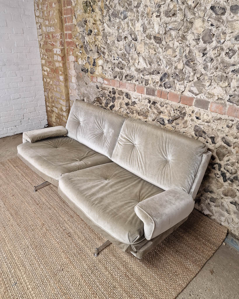 Mid Century HK Velvet Two-Seater Sofa