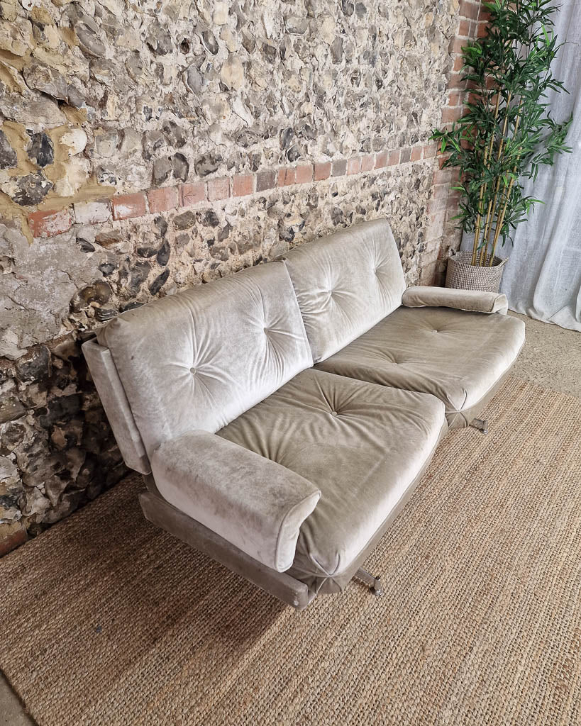 Mid Century HK Velvet Two-Seater Sofa