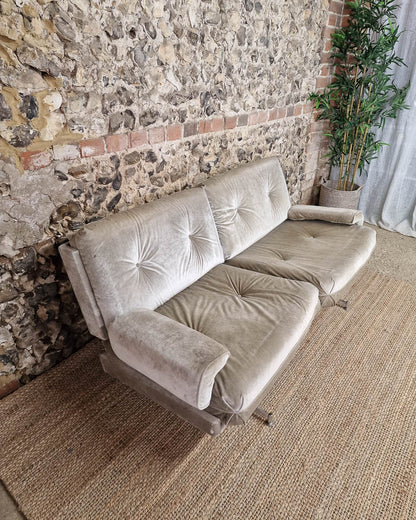 Mid Century HK Velvet Two-Seater Sofa