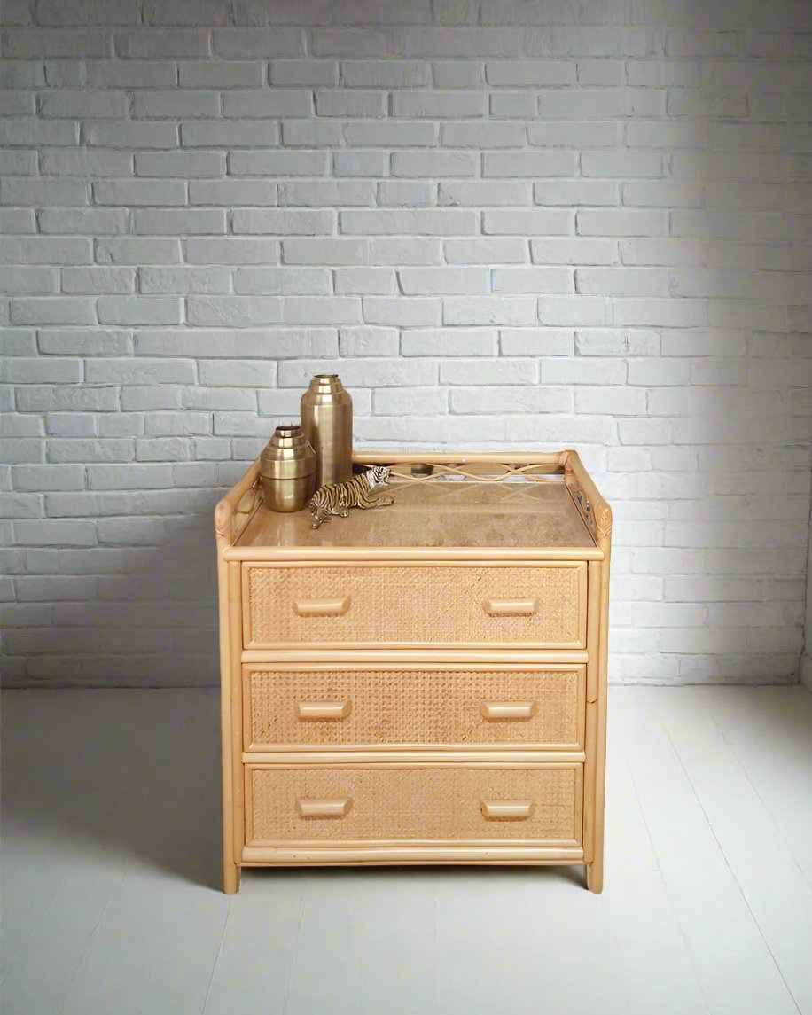 Mid Century Bamboo & Rattan Chest of Drawers