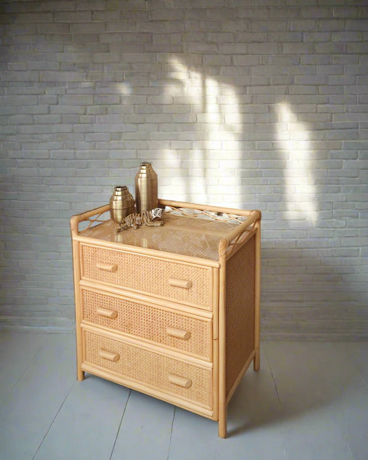 Mid Century Bamboo & Rattan Chest of Drawers
