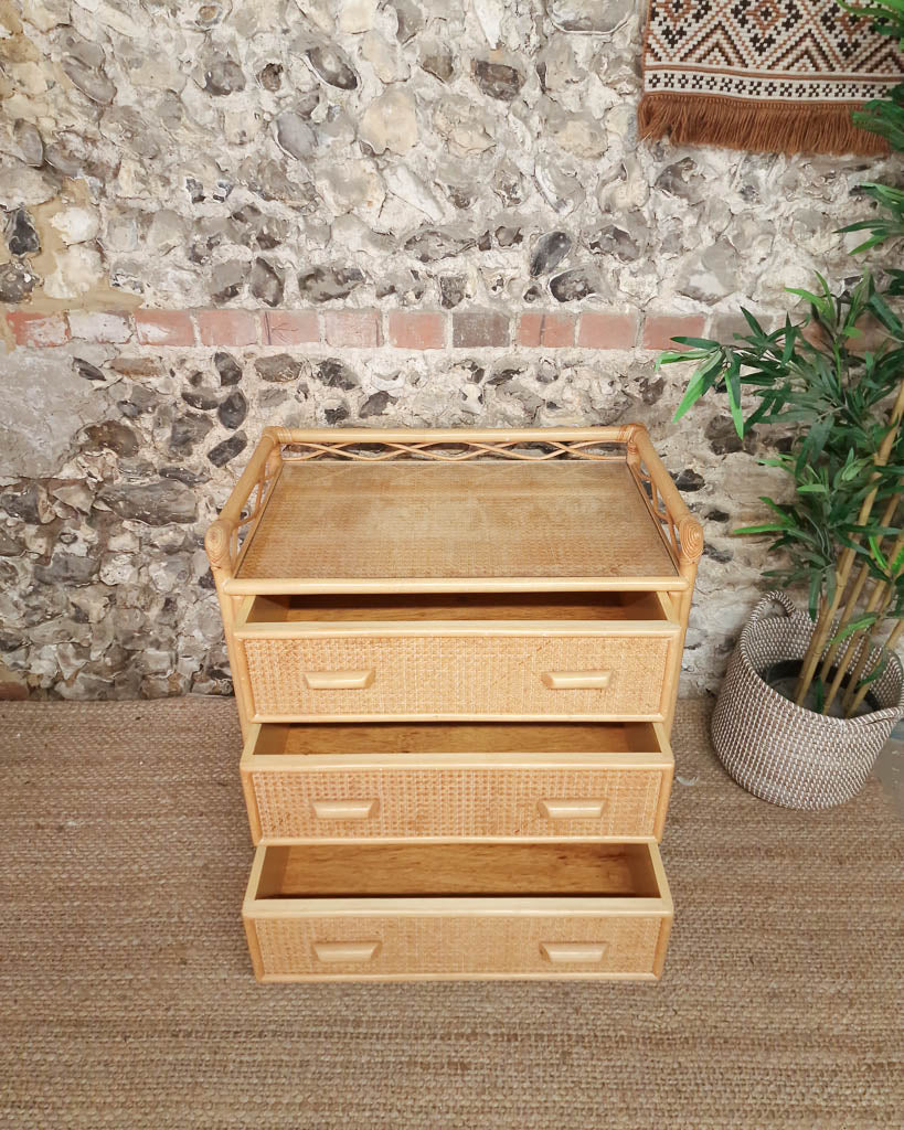 Mid Century Bamboo & Rattan Chest of Drawers