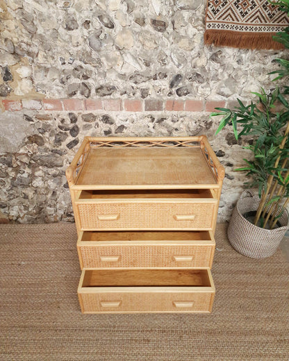 Mid Century Bamboo & Rattan Chest of Drawers