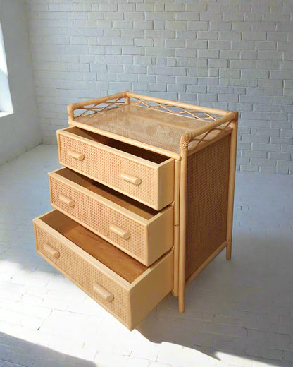 Mid Century Bamboo & Rattan Chest of Drawers