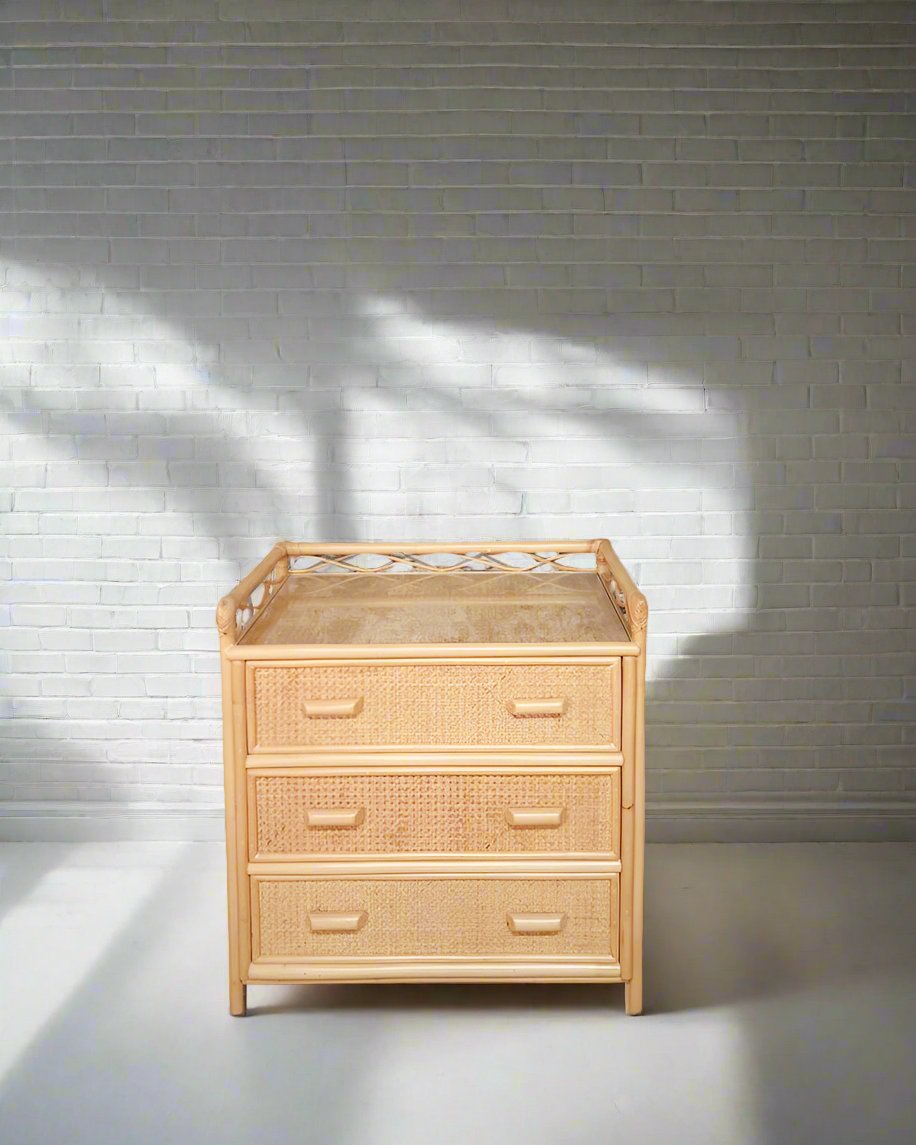Mid Century Bamboo & Rattan Chest of Drawers