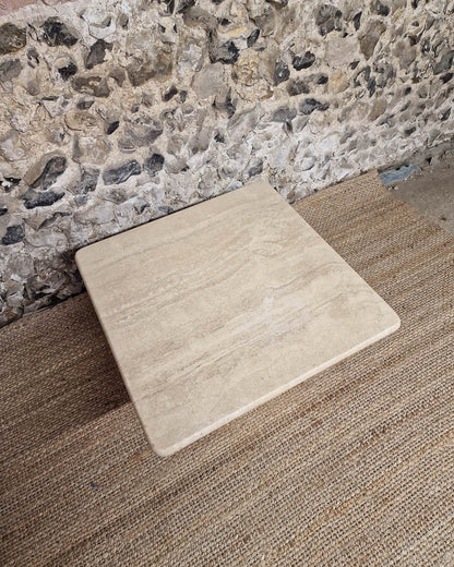 Mid Century Travertine Side Coffee Table