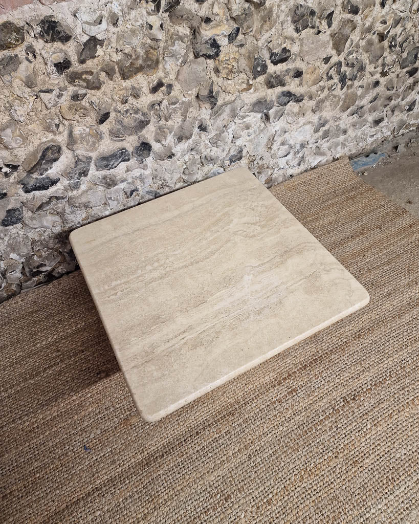 Mid Century Travertine Side Coffee Table