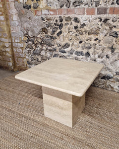 Mid Century Travertine Side Coffee Table