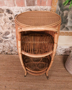 Italian Mid Century Bamboo Cocktail Bar Trolley Cart