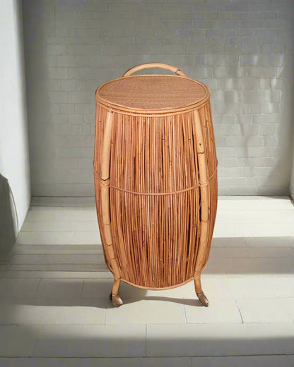Italian Mid Century Bamboo Cocktail Bar Trolley Cart