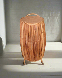 Italian Mid Century Bamboo Cocktail Bar Trolley Cart