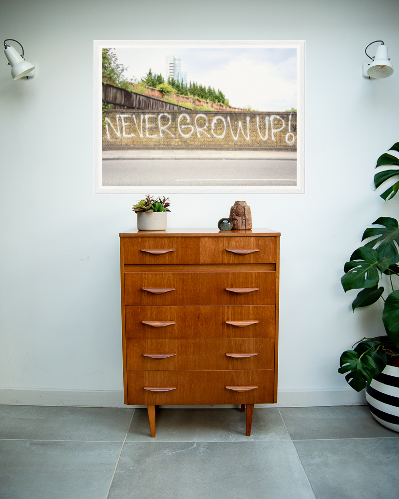 Never Grow Up Wooden Framed Poster