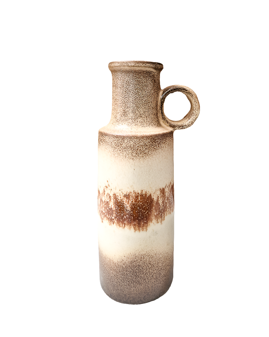 Mid Century Brutalist German Studio Pottery Fat Lava Vase