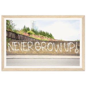 "Never Grow Up" Wooden Framed Poster