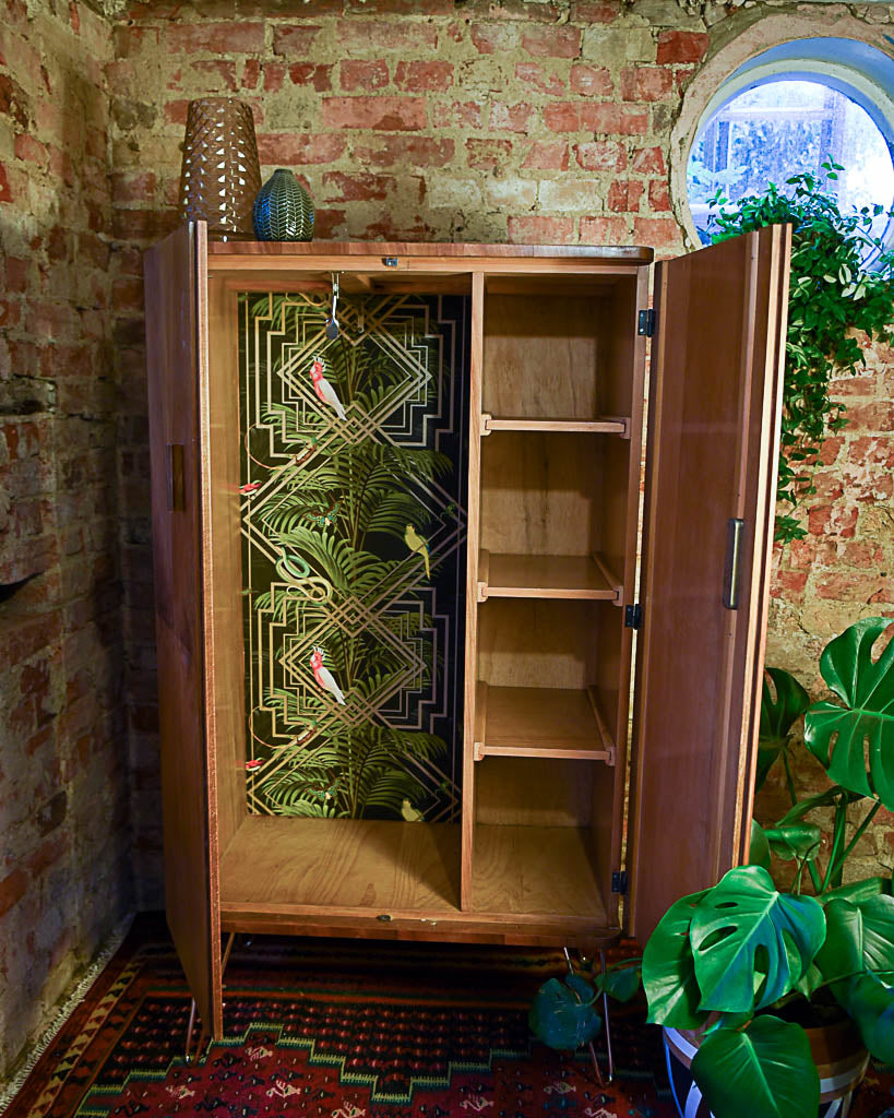 walnut art deco gentlemans wardrobe