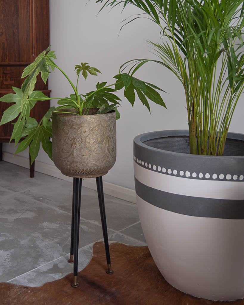 Vintage Brass Tripod Planter