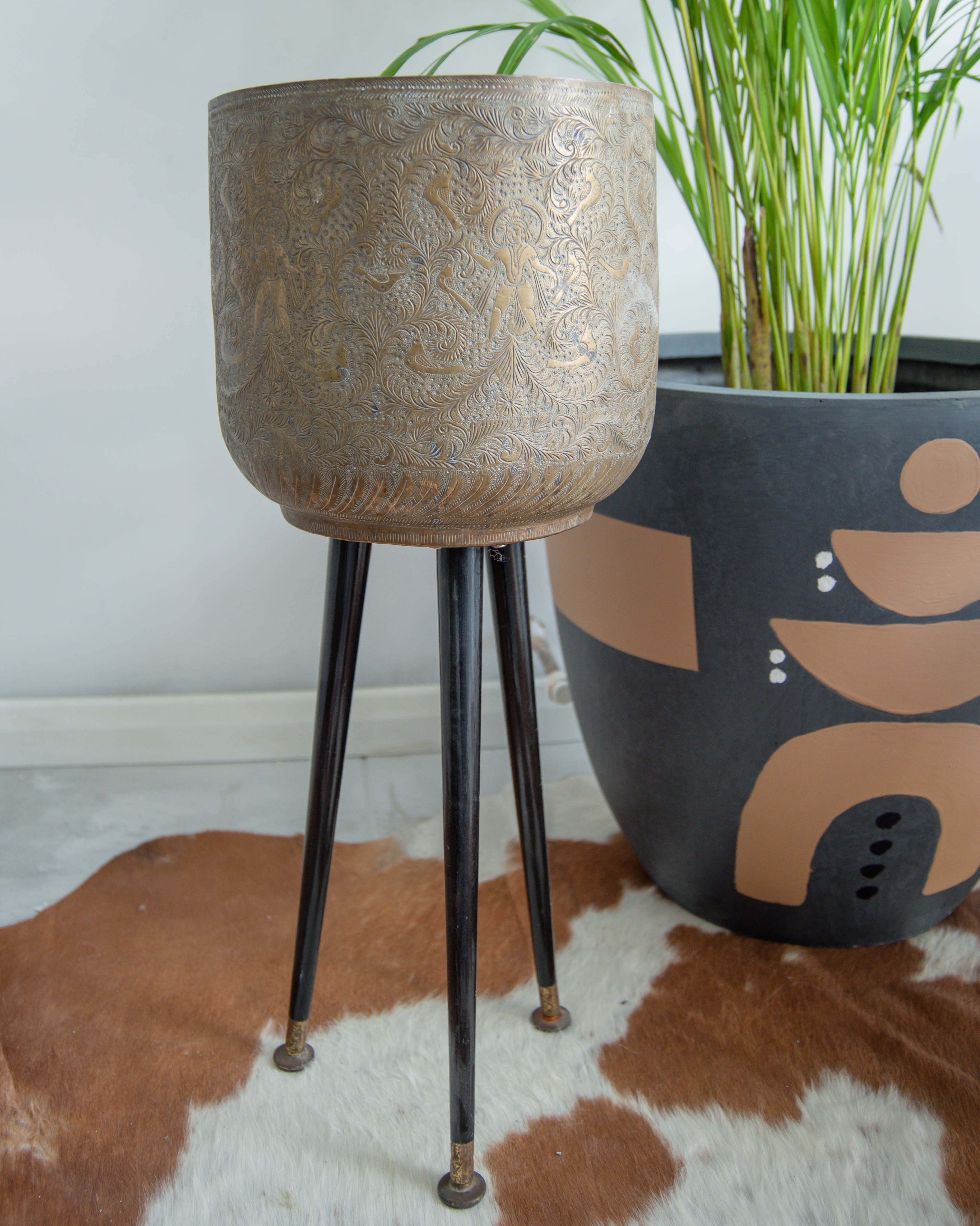 Vintage Brass Tripod Planter