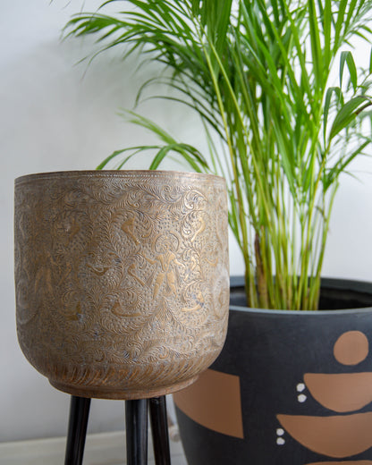 Vintage Brass Tripod Planter