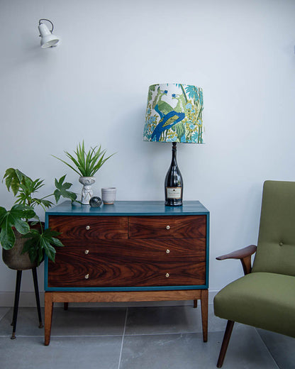 Mid Century Teal Blue, Rosewood & Teak Drawers