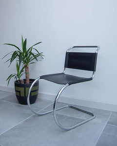 Mid Century Bauhaus Style Black Leatherette Chairs
