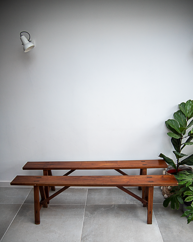 19th Century French Cherry Wood Benches (Pair)