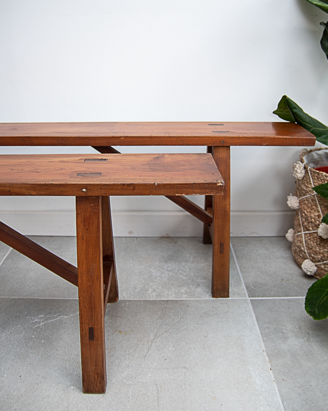 19th Century French Cherry Wood Benches (Pair)