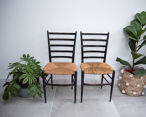 Chiavari Spinetto Style Ebonised Ladder-back Dining Chairs