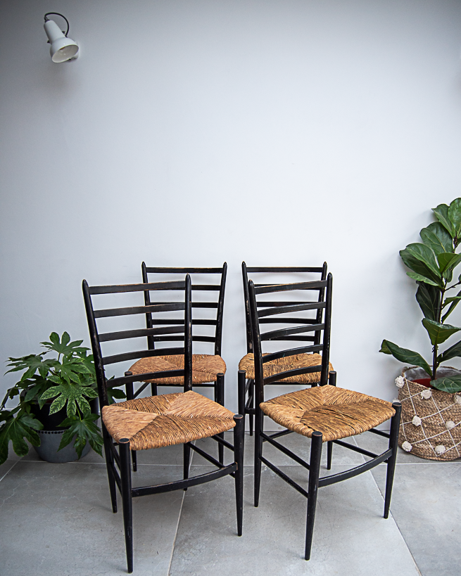 Chiavari Spinetto Style Ebonised Ladder-back Dining Chairs