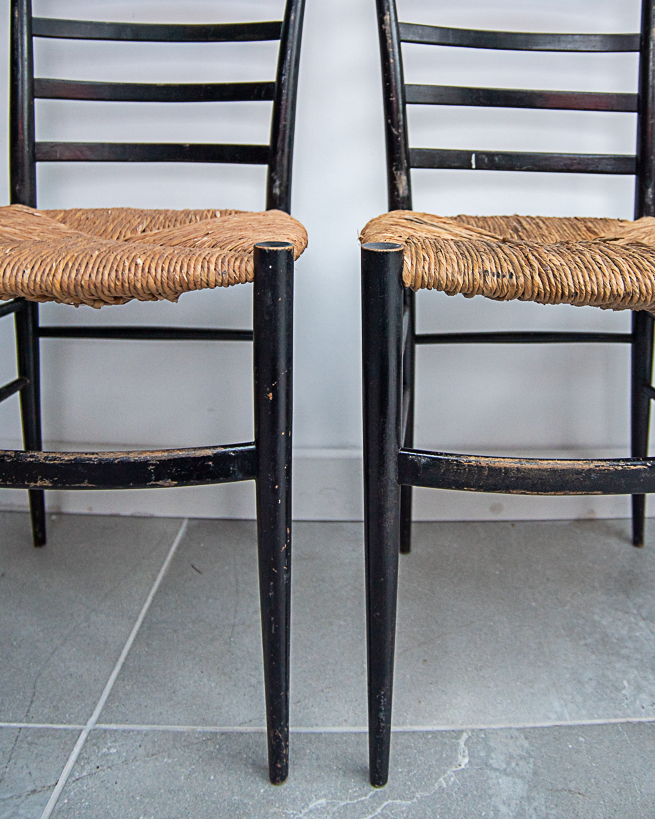 Chiavari Spinetto Style Ebonised Ladder-back Dining Chairs