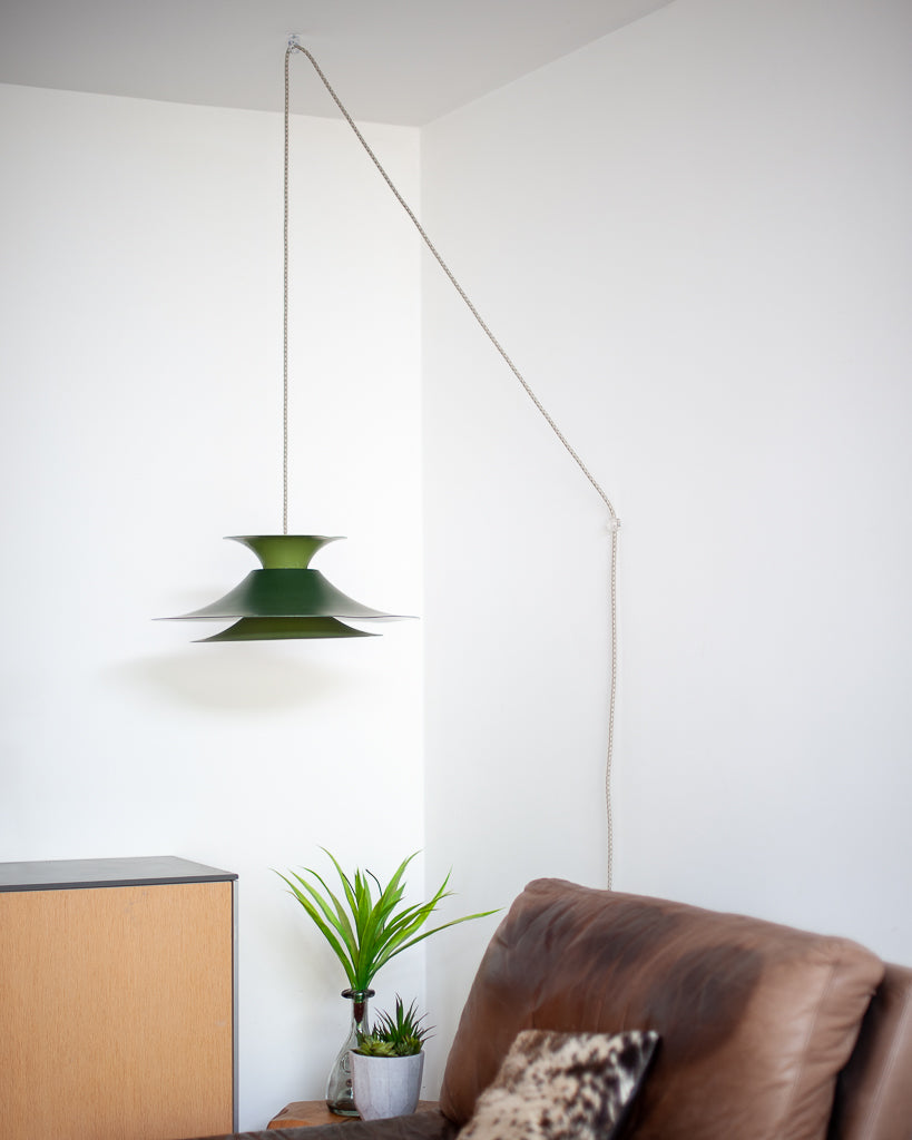 Danish Plug & Hang Pendant Light (Green)