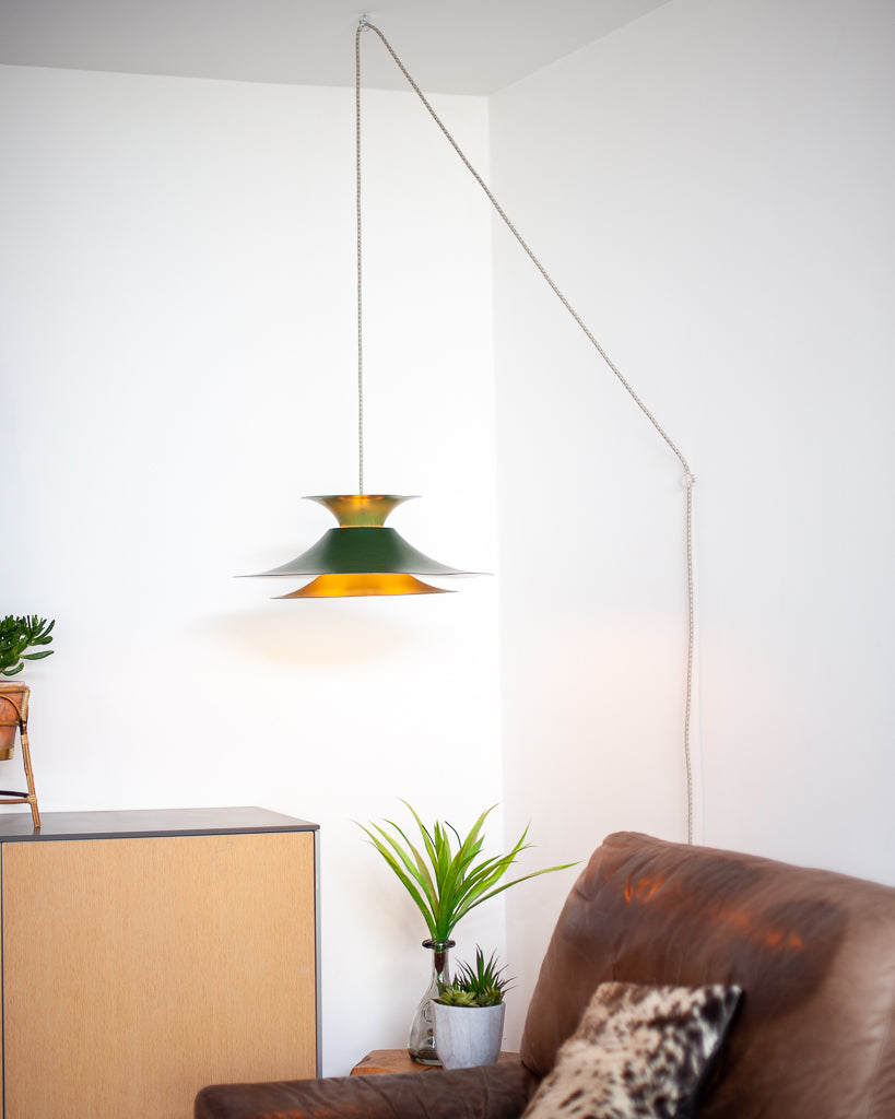 Danish Plug & Hang Pendant Light (Green)