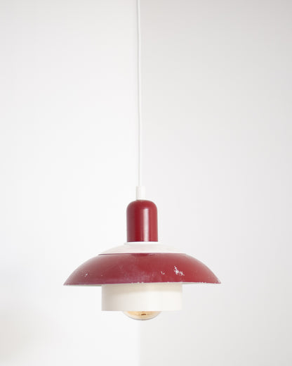 Vintage Plug & Hang Pendant Light Red & White