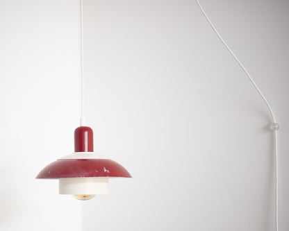 Vintage Plug & Hang Pendant Light Red & White