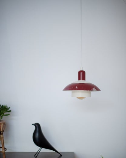 Vintage Plug & Hang Pendant Light Red & White