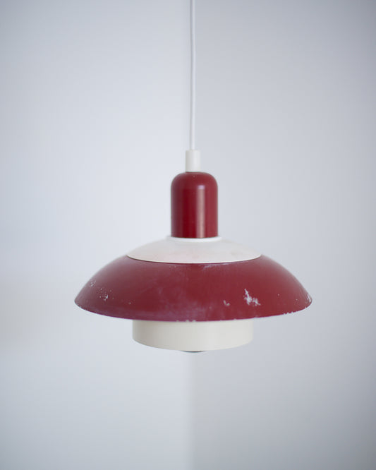 Vintage Plug & Hang Pendant Light Red & White