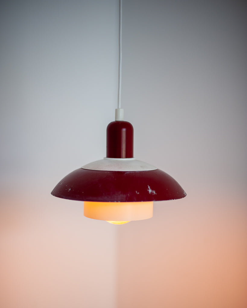 Vintage Plug & Hang Pendant Light Red & White