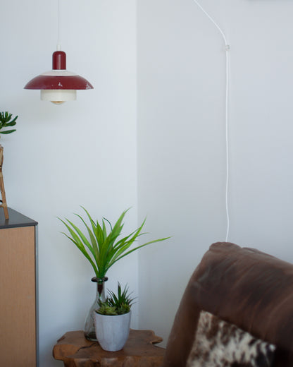 Vintage Plug & Hang Pendant Light Red & White